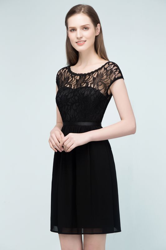 Summer Short Scoop Lace Top Chiffon Bridesmaid Dresses UK