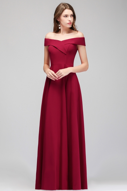 Summer Off-the-shoulder Floor Length Burgundy Bridesmaid Dresses UK