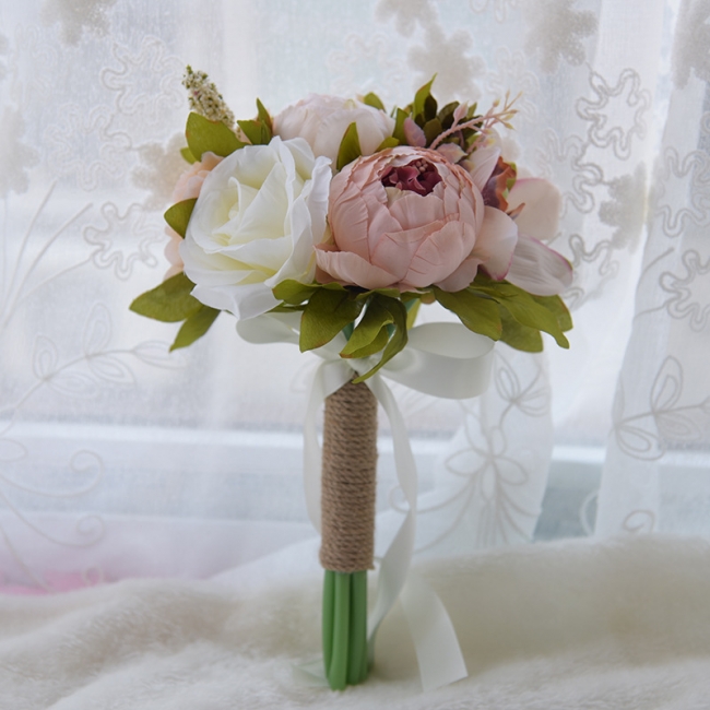 Real Touch Artificial Peony and Rose Wedding Bouquet UK