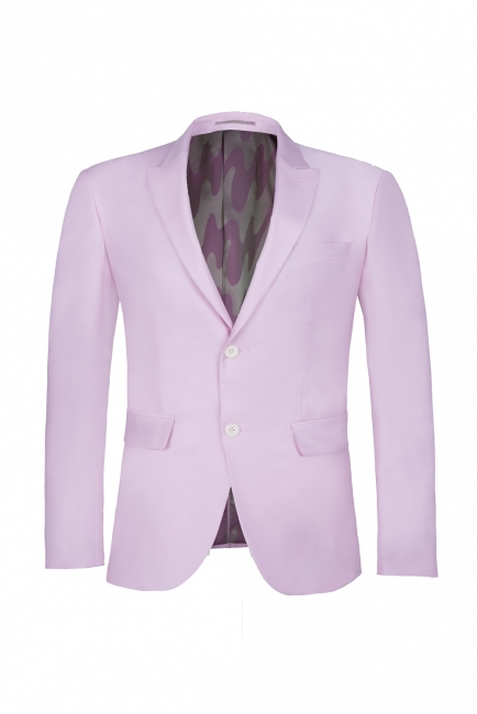 Latest Design Candy Pink Two Button Back Vent Peak Lapel Groomsman Suit UK