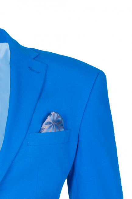 Peak Lapel Ocean Blue Customize Single Breasted UK Wedding Suit