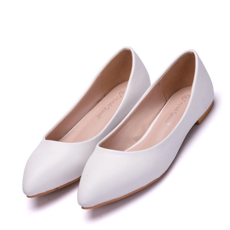 Woman Round Toe PU Flat Wedding Shoes UK