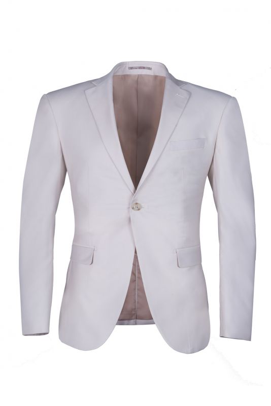 High Quality Customize Casual Suit Groomsman Ivory Peak Lapel Single Breasted UK Wedding Suit