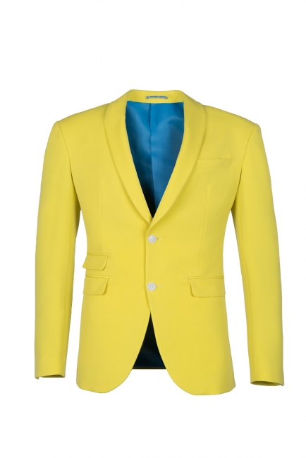 High Quality Fashion Two Button Daffodil UK Wedding Suit Back Vent