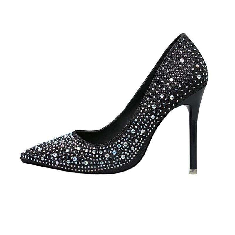 Modern Pionted Toe High Heel Wedding Shoes UK with Beadings