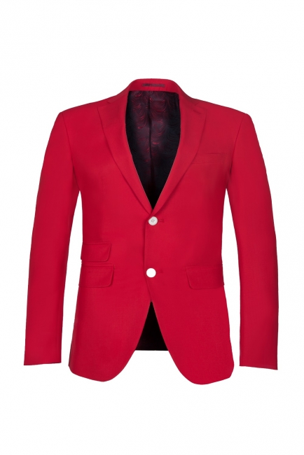 Customize Red Two Button High Quality Back Vent UK Wedding Suit