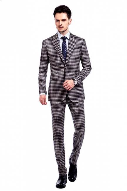 Bespoke Checks Pattern Single Breasted Men High Quality Suit | Peak Lapel Two Button Tailor Custom Made Suit UK
