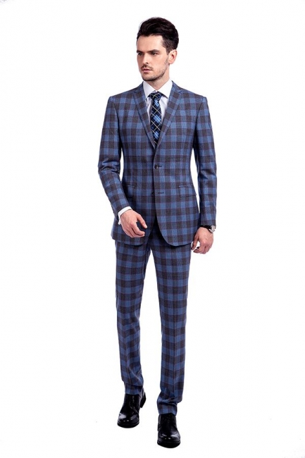 New Arriving Wool Slim Fit Purple Checks Suit | Popular Notched Lapel Single Breasted 2 Buttons Best Men Groomsman