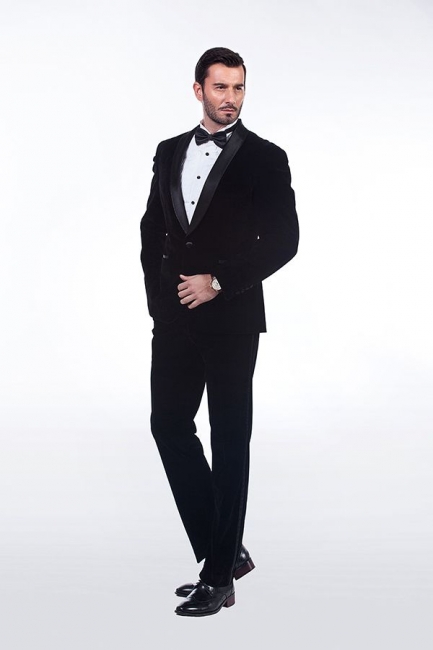 Black Velvet Shawl Collar High Quality Custom British Men Suit | Latest Design One Button Groomsman UK Wedding Suit