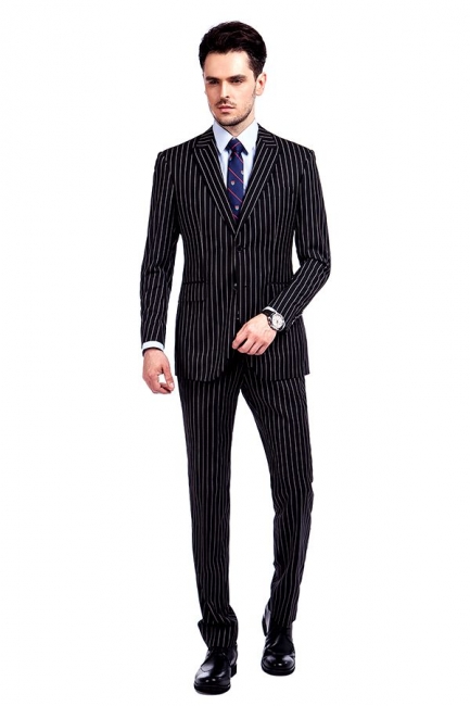 Tailor Hand Made White Stripes Business Suit for Men | Latest Design Peak Lapel Single Breasted Slim Fit Suit