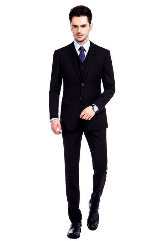 Black Single Breasted 3 Piece Business Suit for Men | High-end Peak Lapel Custom Made Suit UK