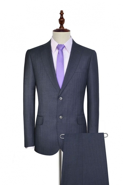 Dark Grey Wool Stripe Two botton Suit For Men | New Arriving Single Breasted UK Wedding Suit For Bestman