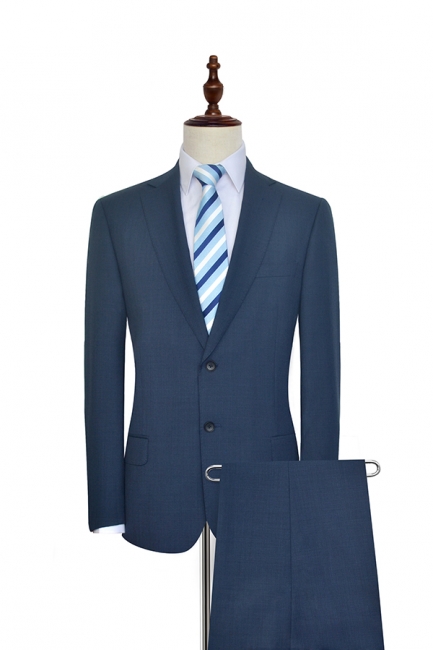 Dark Grey Blue Notched Lapel UK Custom Suit For Men | Fashion Single Breasted Two Botton Business British Men Suit