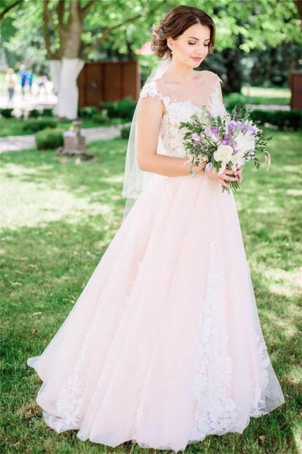 Tulle Lace Jewel Sleeveless Appliques UK Wedding Dress