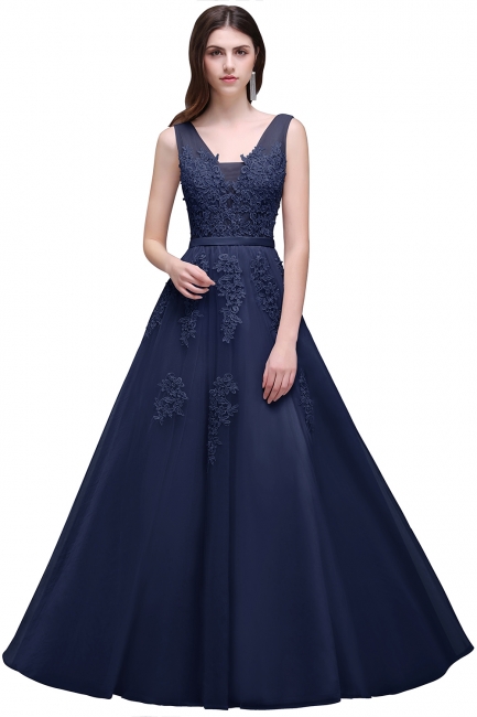 Summer Floor-length Tulle Bridesmaid Dress with Appliques