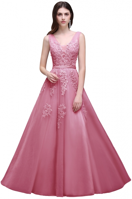 Summer Floor-length Tulle Bridesmaid Dress with Appliques