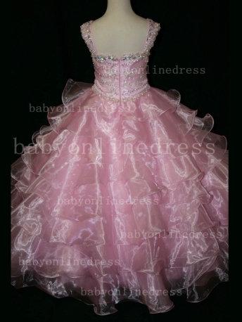 Formal Cheap Pageant Dresses for Girls with Beauty Customized Beaded Flower Girls Gowns for Sale