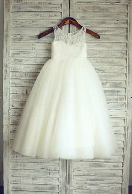 Cheap Lace Short Sleeve UK Flower Girl Dress Cute Tulle Sleeve UK Wedding Dress BO9154