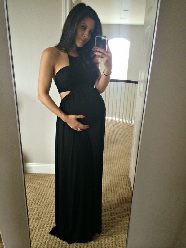 Sexy Black Halter Long Modest Sleeveless Maternity Bridesmaid Dress