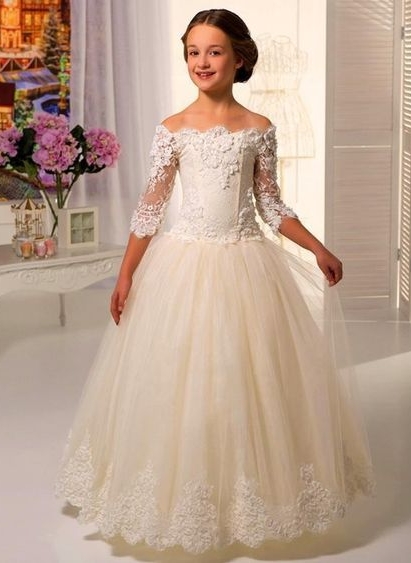 Flower Girl's Dresses UK for Wedding First Communion Dresses Puffy Girl's Party Dresses