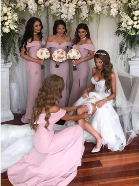 Modest Sexy Trumpt Sleeveless Bridesmaid Dresses UK | Elegant Pink Wedding Party Dresses