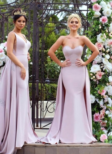 New Sexy Trumpt Bridesmaid Dresses UK | Winter Wedding Party Dresses with Overskirt