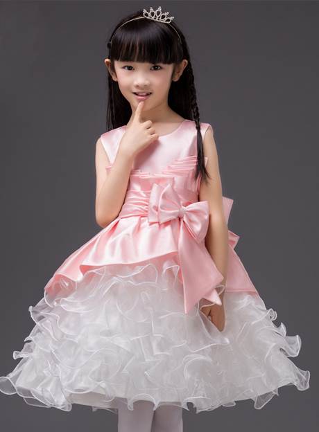 Modest Organza Scoop Bowknot Knee-Length UK Flower Girl Dress