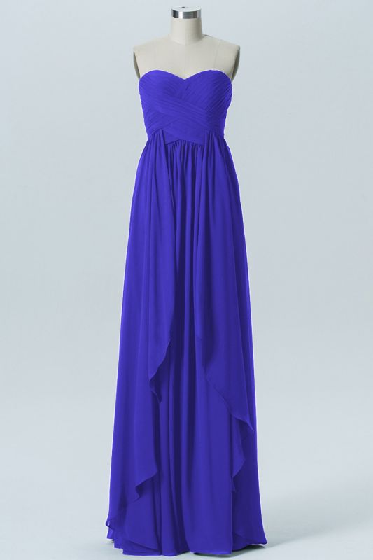 Fall Chiffon Asymmetrical Strapless Sweetheart Bridesmaid Dresses UK with Ruffles