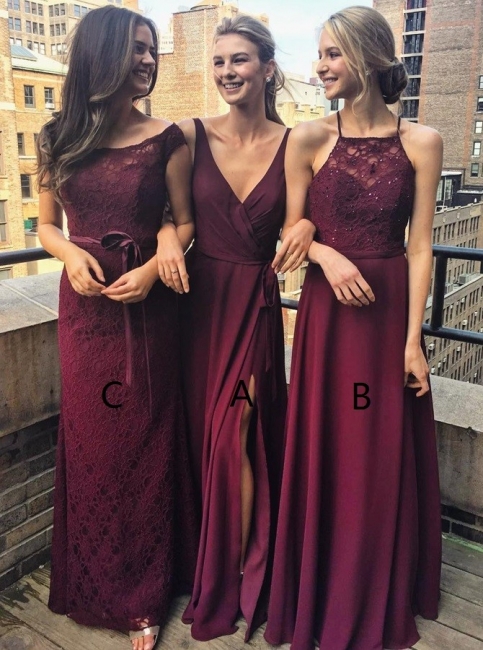 Special Design Bridesmaid Dresses UK | Long Chiffon Lace Wedding Party Dresses