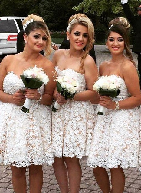 Elegant Sweetheart Lace Bridesmaid Dress Short Party Gowns
