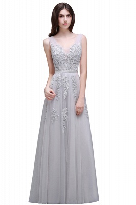 Summer Floor-length Tulle Bridesmaid Dress with Appliques_9