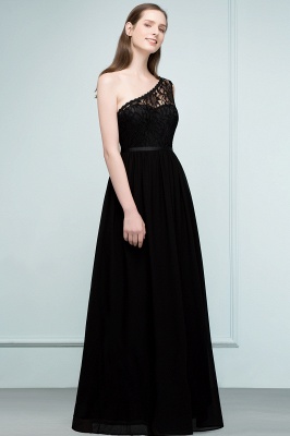 Summer One-shoulder Floor Length Lace Chiffon Bridesmaid Dresses UK with Sash_9
