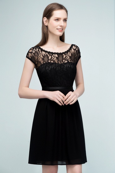 Summer Short Scoop Lace Top Chiffon Bridesmaid Dresses UK_7