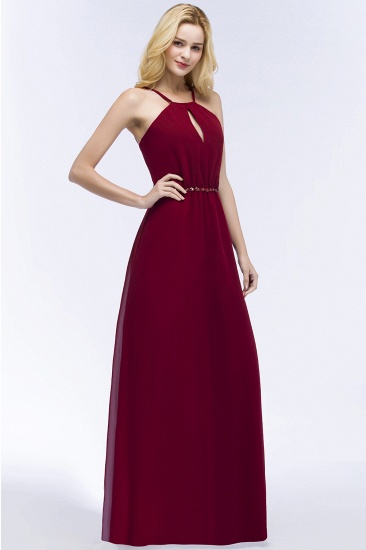 Summer Keyhole Neckline Spaghetti Bridesmaid Dresses UK with Beading Sash_8