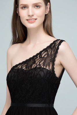 Summer One-shoulder Floor Length Lace Chiffon Bridesmaid Dresses UK with Sash_12