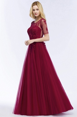 Summer Floor Length Appliques Tulle Bridesmaid Dresses UK with Sleeves_10