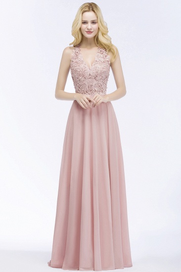 Summer V-neck Sleeveless Long Appliques Chiffon Bridesmaid Dresses UK_9