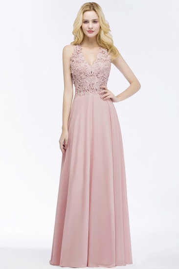 Summer V-neck Sleeveless Long Appliques Chiffon Bridesmaid Dresses UK_10