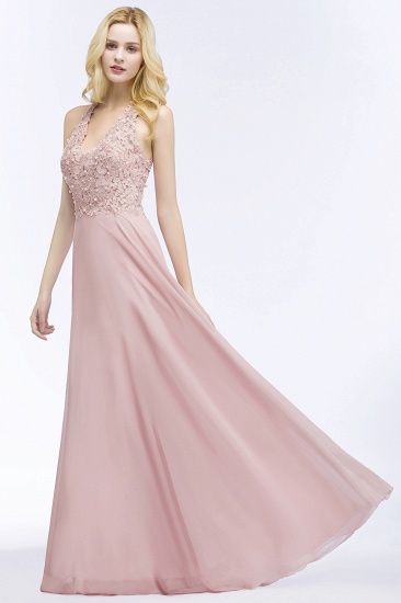 Summer V-neck Sleeveless Long Appliques Chiffon Bridesmaid Dresses UK_11