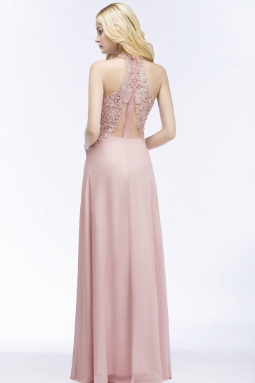 Summer V-neck Sleeveless Long Appliques Chiffon Bridesmaid Dresses UK_6