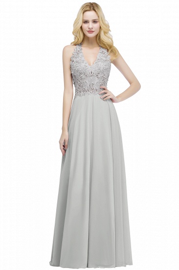 Summer V-neck Sleeveless Long Appliques Chiffon Bridesmaid Dresses UK_3