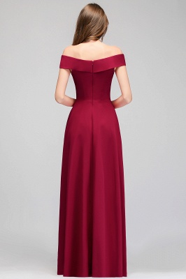 Summer Off-the-shoulder Floor Length Burgundy Bridesmaid Dresses UK_5