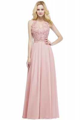 Summer V-neck Sleeveless Long Appliques Chiffon Bridesmaid Dresses UK_1