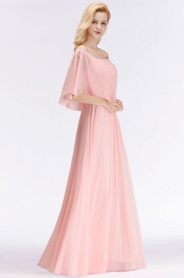 Summer Long Off-the-shoulder Pink Bridesmaid Dresses UK with Sleeves_2