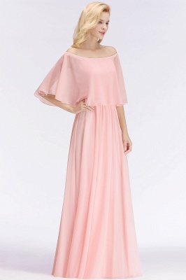 Summer Long Off-the-shoulder Pink Bridesmaid Dresses UK with Sleeves_5