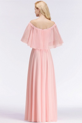 Summer Long Off-the-shoulder Pink Bridesmaid Dresses UK with Sleeves_3