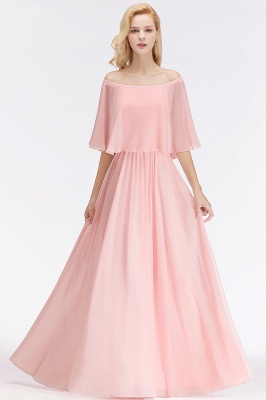 Summer Long Off-the-shoulder Pink Bridesmaid Dresses UK with Sleeves_7
