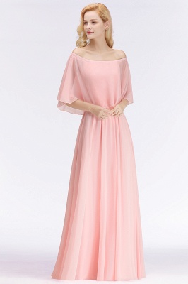 Summer Long Off-the-shoulder Pink Bridesmaid Dresses UK with Sleeves_4