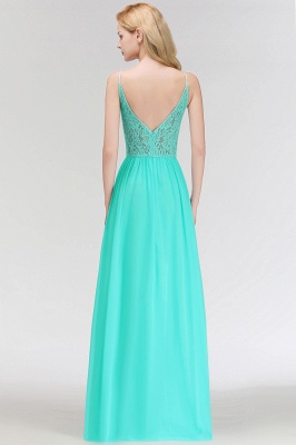 Summer Keyhole Neckline Lace Top Long Spaghetti Bridesmaid Dresses UK_5