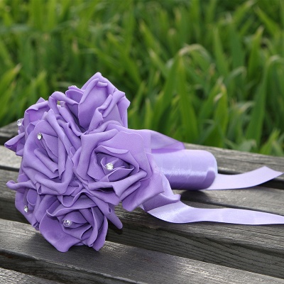 Simple Silk Rose Wedding Bouquet UK in Multiple Colors_10